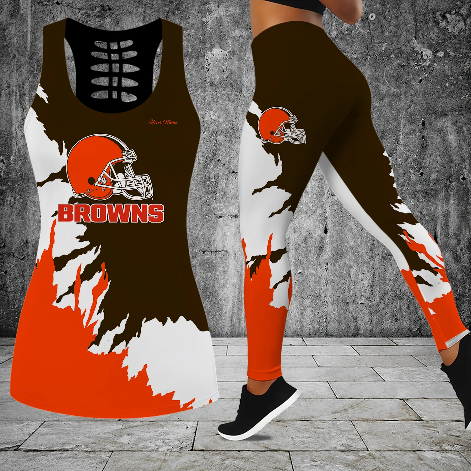 Limited Edition – Customized NFL Cleveland Browns Hollow Tank Top & Leggings Set