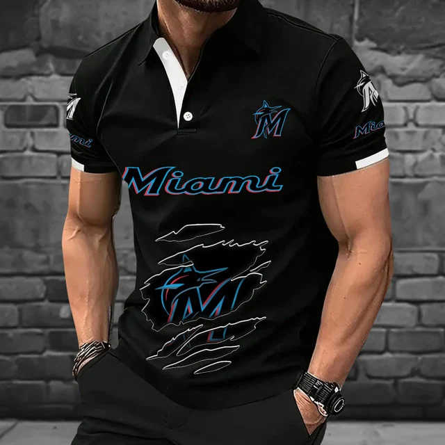 Limited Edition – Customized MLB Miami Marlins Polo Shirt - Image 4