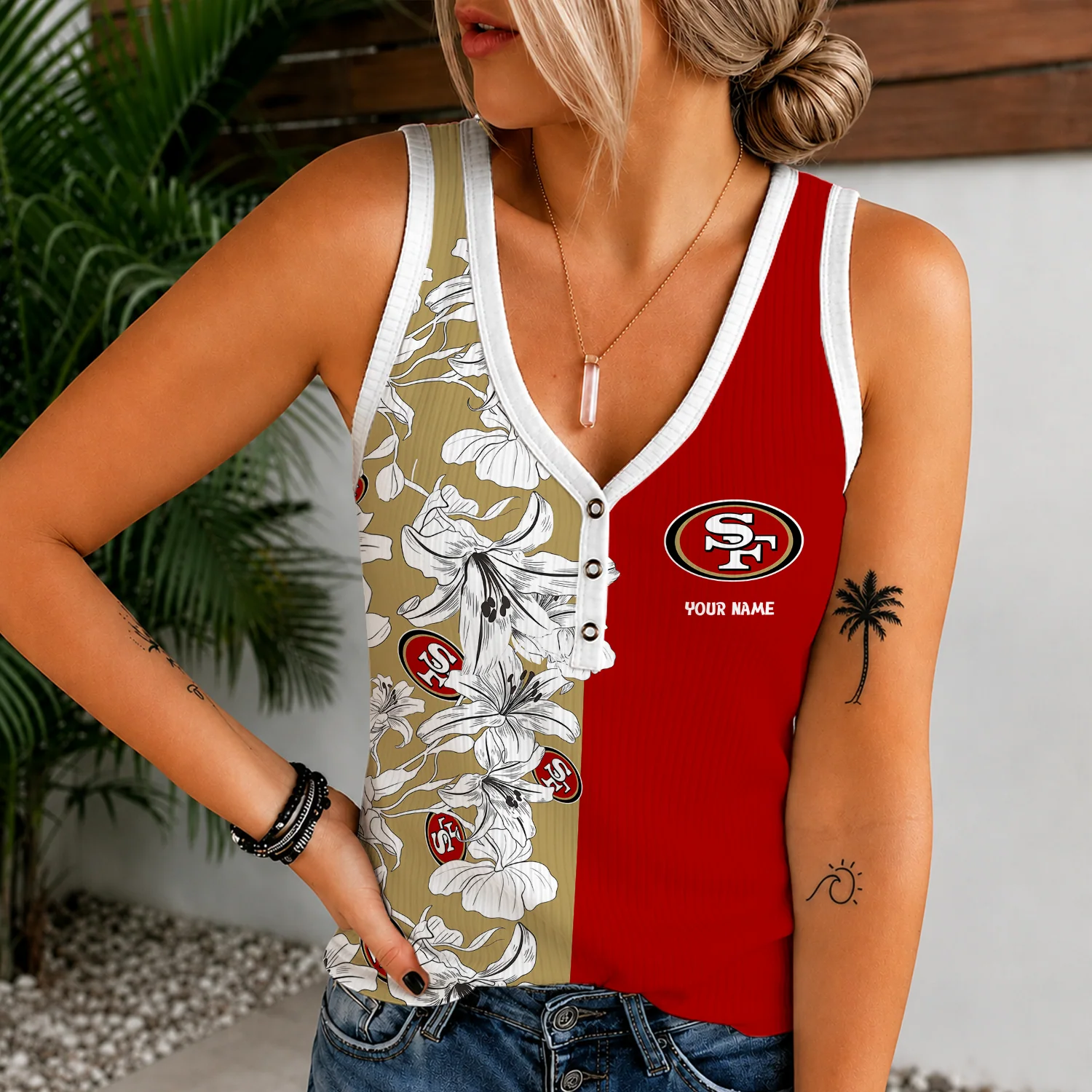 Limited Edition – Customized NFL San Francisco 49Ers Women’s V-Neck Tank Top