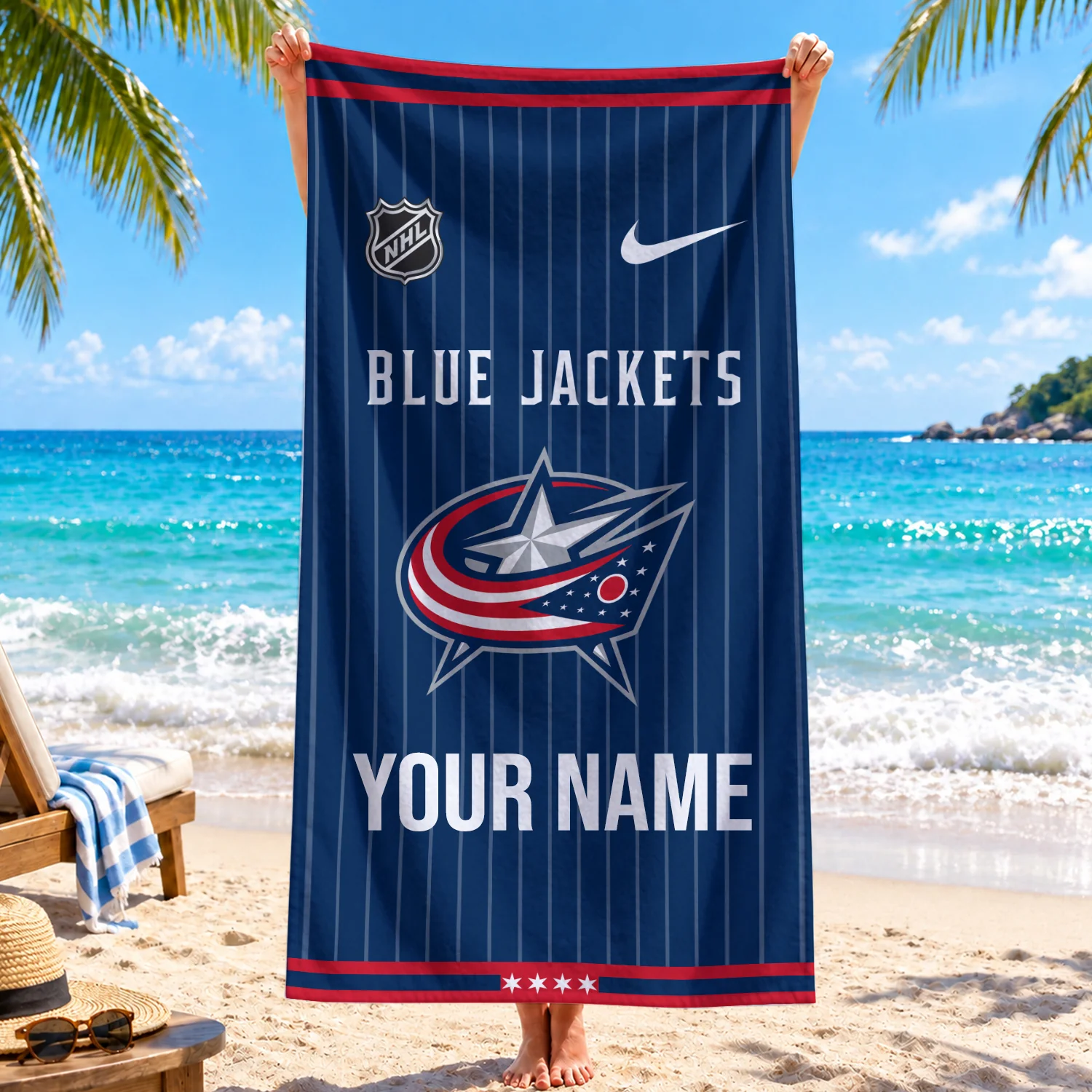 Limited Edition – Customized NHL Columbus Blue Jackets Beach Towel