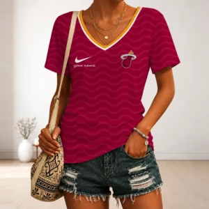 Limited Edition – Customized NBA Miami Heat V-Neck Female Shirt