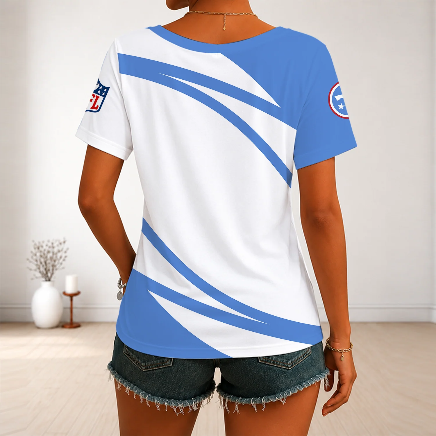 Limited Edition – Customized NFL Tennessee Titans V-Neck Female Shirt - Image 4