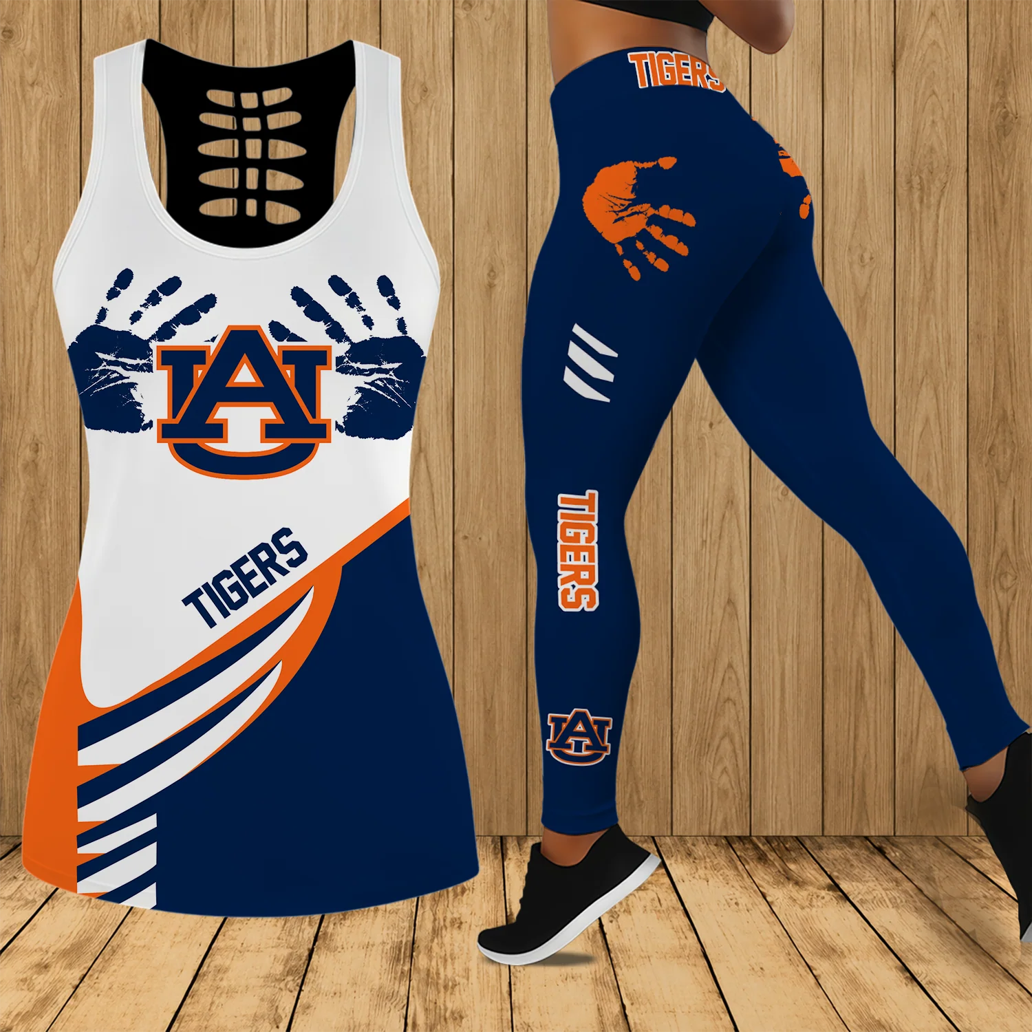 Limited Edition – Customized NCAA Auburn Tigers Hollow Tank Top & Leggings Set