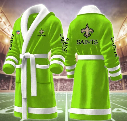 Limited Edition – Customized NFL New Orleans Saints Multicolor Fleece Bathrobe - Image 3