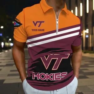 Limited Edition – Customized NCAA Virginia Tech Hokies Zip Polo Shirt