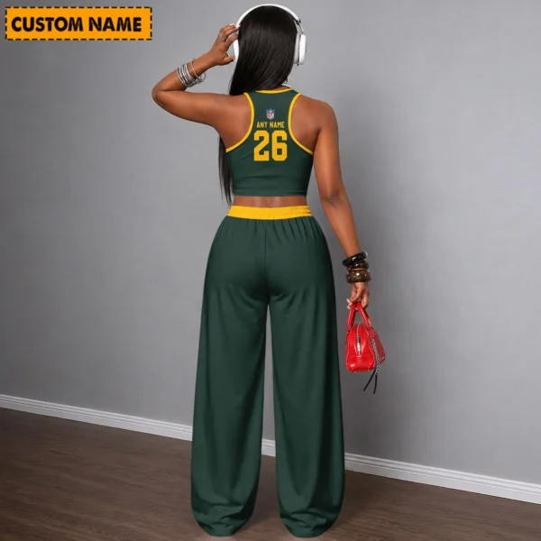 Limited Edition – Customized NFL Green Bay Packers Women’s Crop Top & Long Pants Set - Image 2