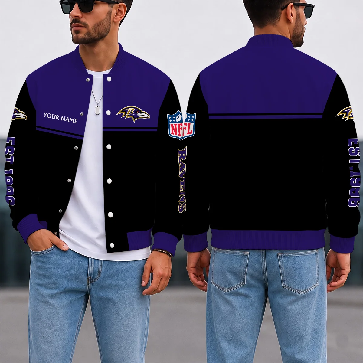 Limited Edition – Customized NFL Baltimore Ravens Satin Varsity & Baseball Jacket
