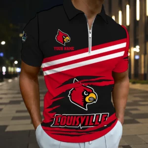 Limited Edition – Customized NCAA Louisville Cardinals Zip Polo Shirt