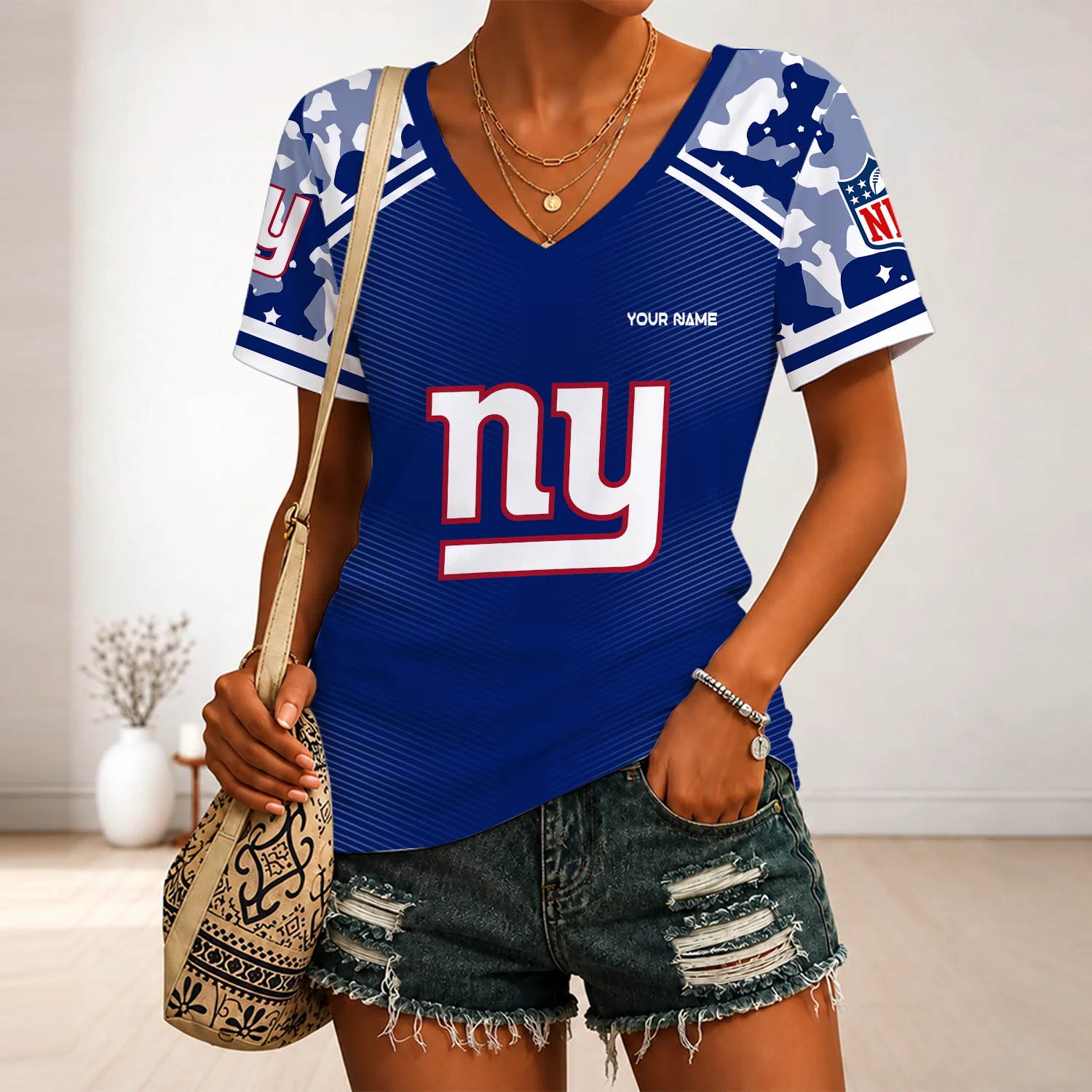 Limited Edition – Customized NFL New York Giants V-Neck Female Shirt