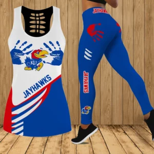 Limited Edition – Customized NCAA Kansas Jayhawks Strappy Hollow Tank Top & Leggings Set