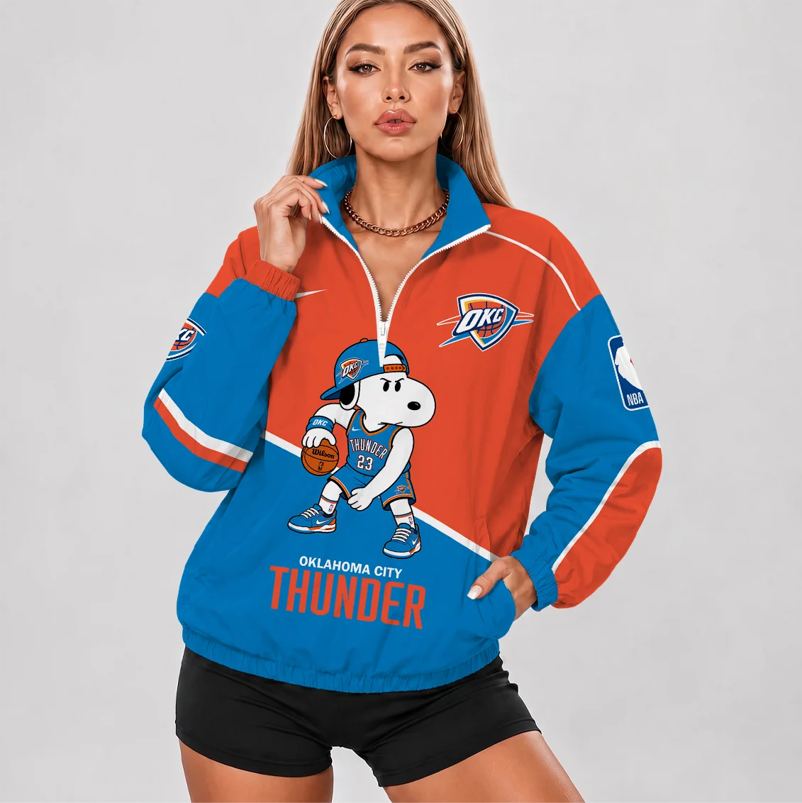 Limited Edition – Customized NBA Oklahoma City Thunder V-Neck Zipper Sweatshirt Jacket
