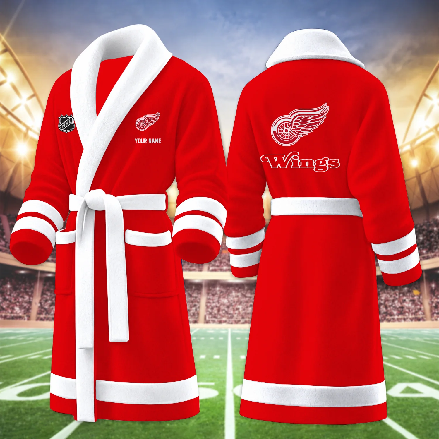 Limited Edition – Customized NHL Detroit Red Wings Multicolor Fleece Bathrobe