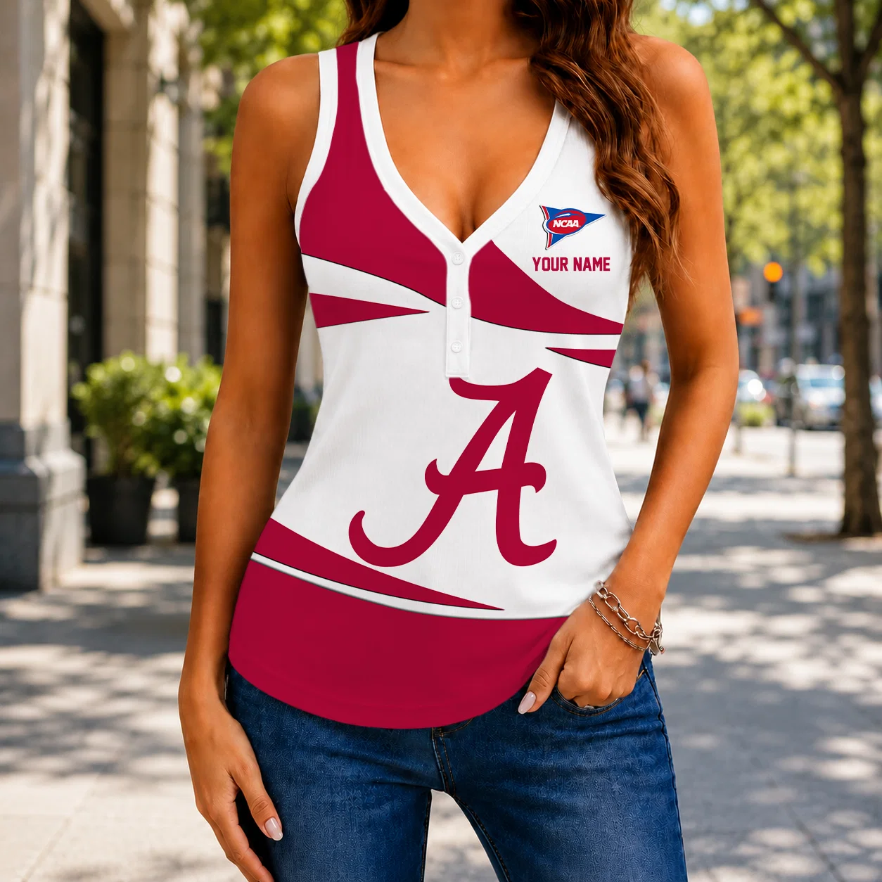 Limited Edition – Customized NCAA Alabama Crimson Tide Women’s V-Neck Tank Top