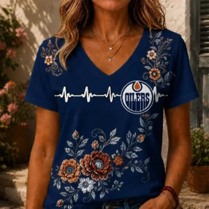 Limited Edition – Customized NHL Edmonton Oilers V-Neck Female Shirt