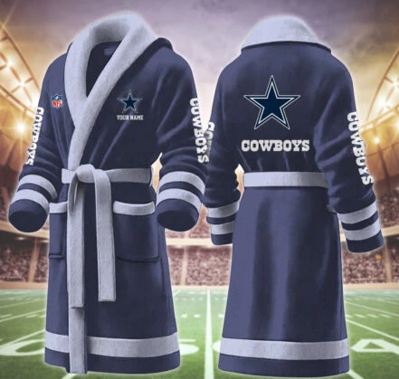 Limited Edition – Customized NFL Dallas Cowboys Multicolor Fleece Bathrobe - Image 5