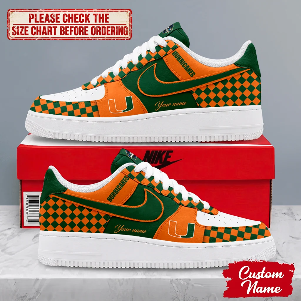 Limited Edition – Customized NCAA Miami Hurricanes Af1 Shoes