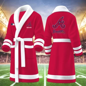 Limited Edition – Customized MLB Atlanta Braves Multicolor Fleece Bathrobe