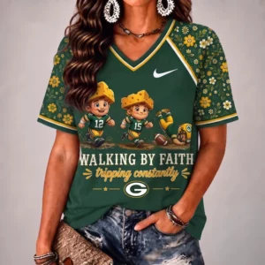 Limited Edition – Customized NFL Green Bay Packers V-Neck Female Shirt