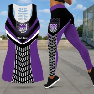 Limited Edition – Customized NBA Sacramento Kings Leggings & Hollow Tank Top Set