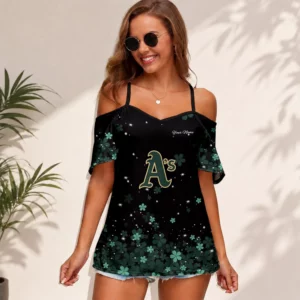 Limited Edition – Customized MLB Oakland Athletics Women’s Strappy Off-Shoulder Top