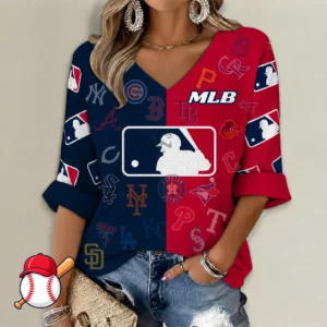 Limited Edition – Customized MLB All Teams Women’s V-Neck Long Sleeve Shirt