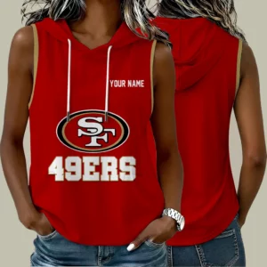 Limited Edition – Customized NFL San Francisco 49Ers Women’s Sleeveless Hooded Pocket Tank Top