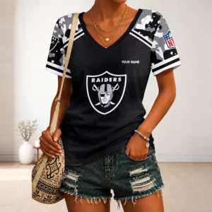 Limited Edition – Customized NFL Las Vegas Raiders V-Neck Female Shirt