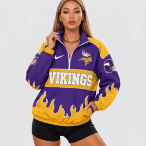 Limited Edition – Customized NFL Minnesota Vikings V-Neck Zipper Sweatshirt Jacket