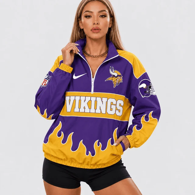 Limited Edition – Customized NFL Minnesota Vikings V-Neck Zipper Sweatshirt Jacket