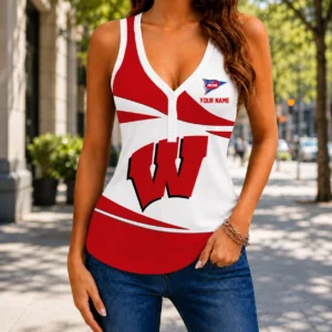 Limited Edition – Customized NCAA Wisconsin Badgers Women’s V-Neck Tank Top