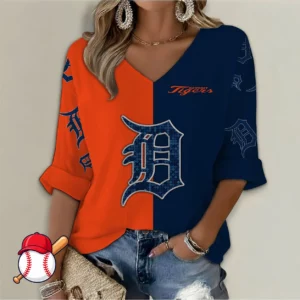 Limited Edition – Customized MLB Detroit Tigers Women’s V-Neck Long Sleeve Shirt