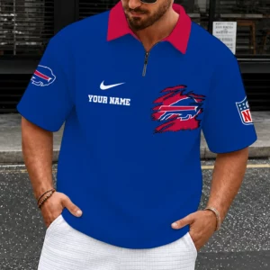 Limited Edition – Customized NFL Buffalo Bills Quarter-Zip Polo Shirt