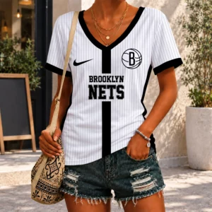 Limited Edition – Customized NBA Brooklyn Nets V-Neck Female Shirt