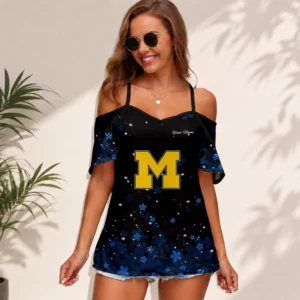 Limited Edition – Customized NCAA Michigan Wolverines Women’s Strappy Off-Shoulder Top