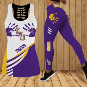 Limited Edition – Customized NCAA Lsu Tigers Hollow Tank Top & Leggings Set