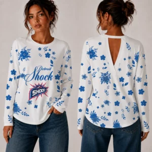 Limited Edition – Customized WNBA Detroit Shock Women’s Back V-Cut Long-Sleeve Shirt