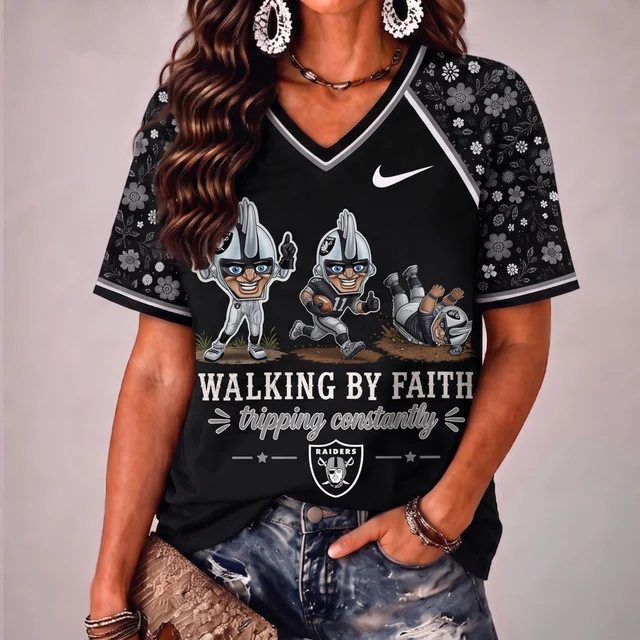 Limited Edition – Customized NFL Las Vegas Raiders V-Neck Female Shirt