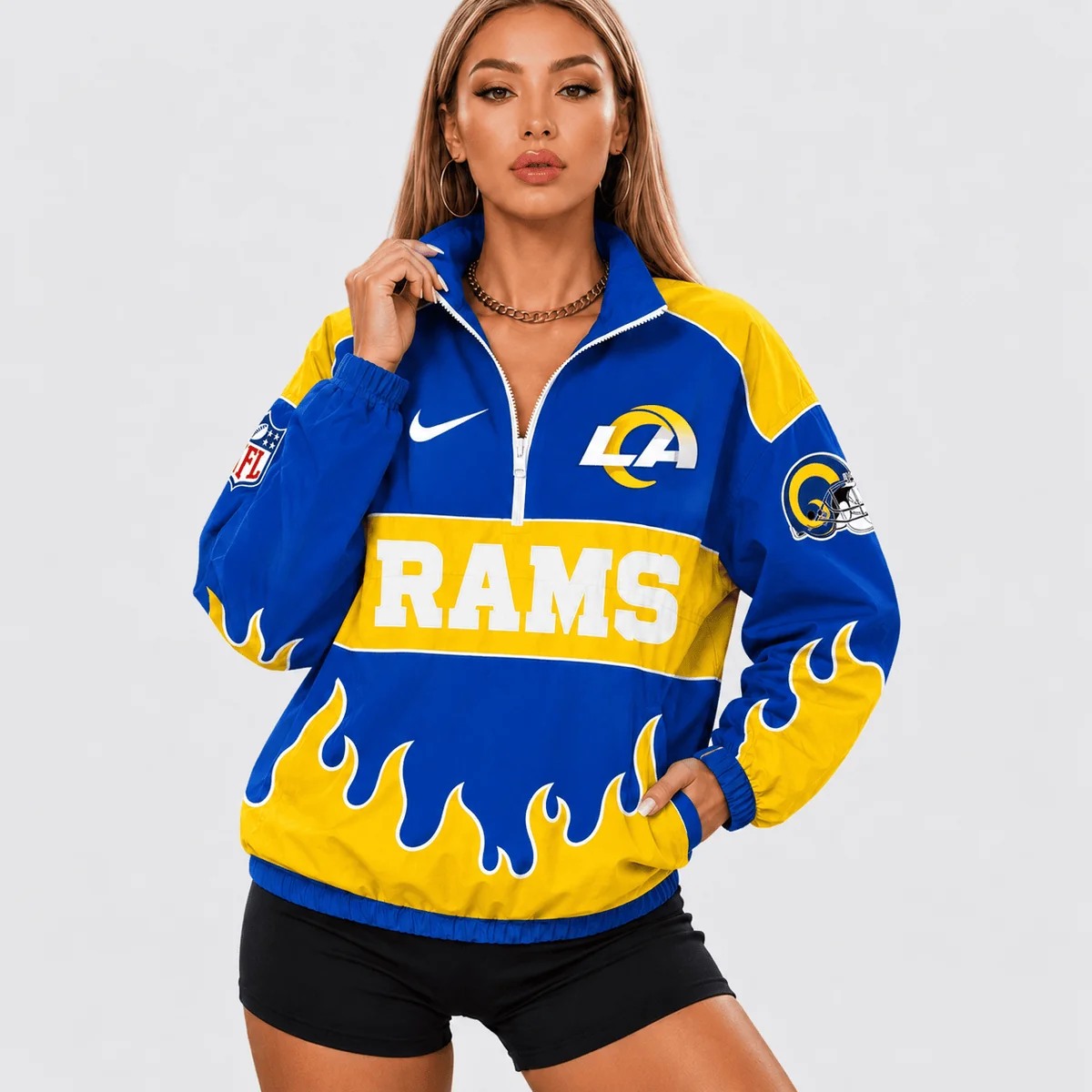 Limited Edition – Customized NFL Los Angeles Rams V-Neck Zipper Sweatshirt Jacket