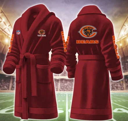Limited Edition – Customized NFL Chicago Bears Multicolor Fleece Bathrobe - Image 7