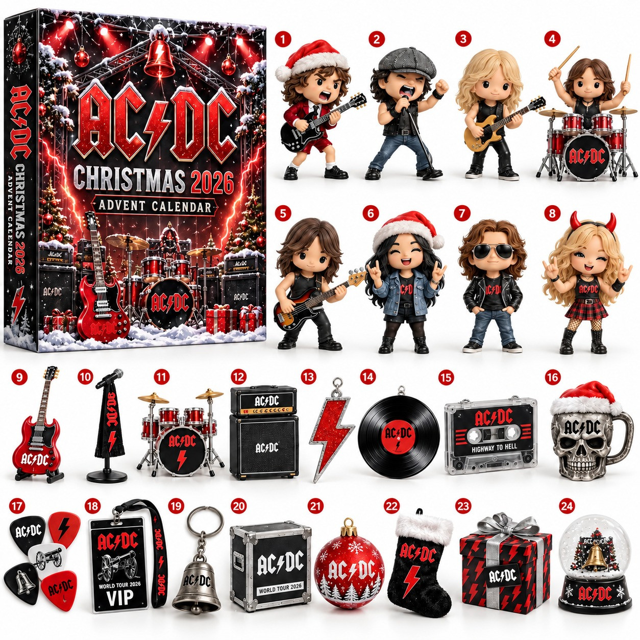 AC DC Christmas 2026 Advent Calendar Christmas Gifts For Rock Fans