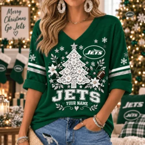 Limited Edition – Customized NFL New York Jets Women’s Heart V-Neck Long Sleeve Shirt