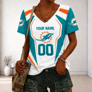 Limited Edition – Customized NFL Miami Dolphins V-Neck Female Shirt