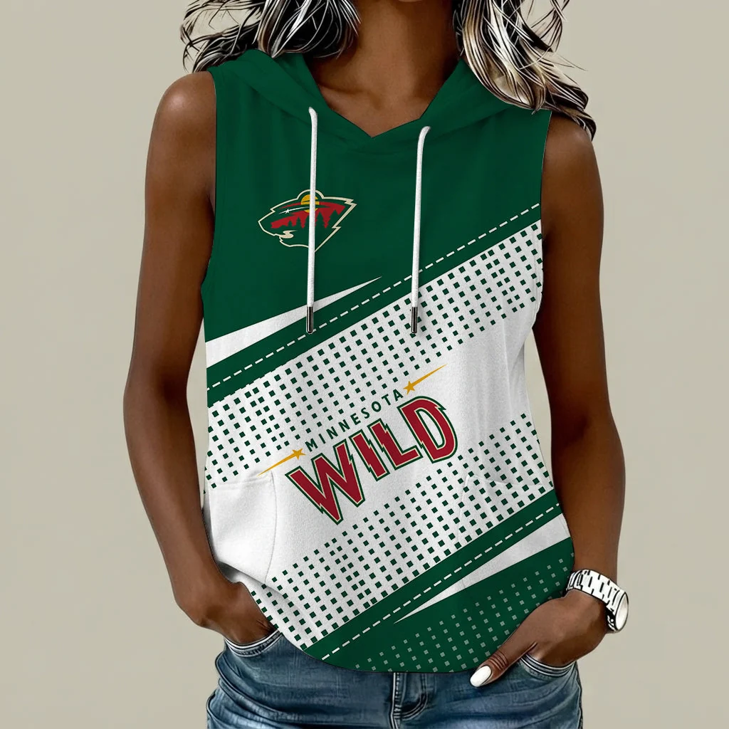 Limited Edition – Customized NHL Minnesota Wild Women’s Sleeveless Hooded Pocket Tank Top