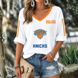 Limited Edition – Customized NBA New York Knicks Women’s V-Neck Long Sleeve Shirt
