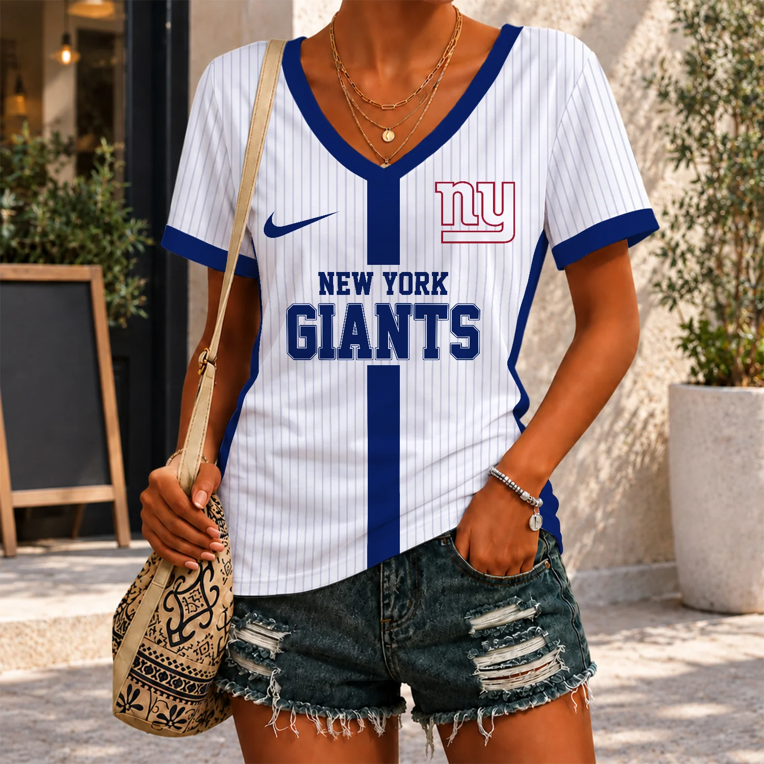 Limited Edition – Customized NFL New York Giants V-Neck Female Shirt