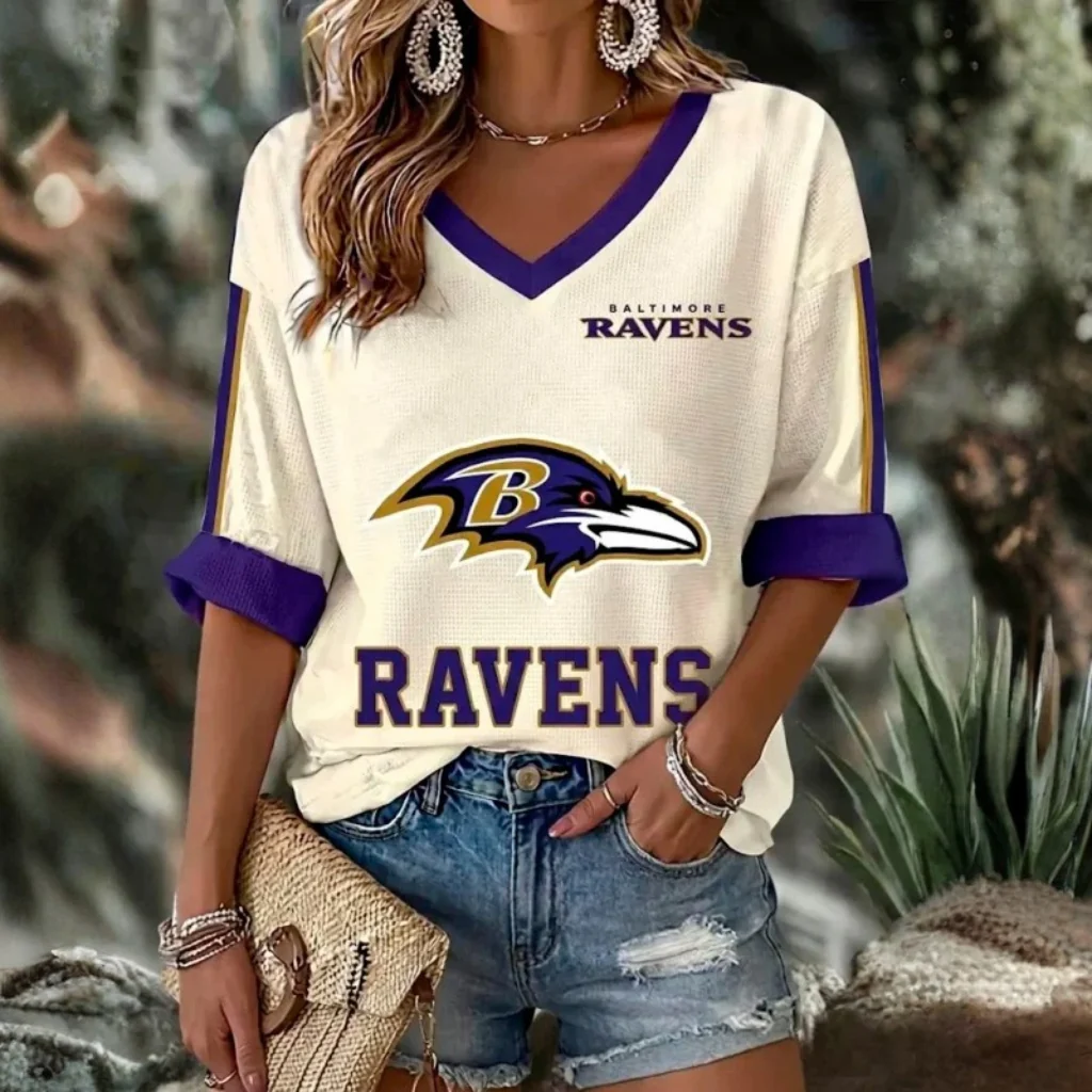 Limited Edition – Customized NFL Baltimore Ravens Women’s Heart V-Neck Long Sleeve Shirt