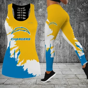 Limited Edition – Customized NFL Los Angeles Chargers Hollow Tank Top & Leggings Set