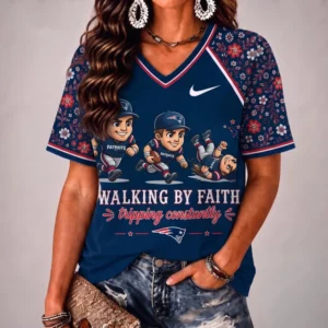 Limited Edition – Customized NFL New England Patriots V-Neck Female Shirt