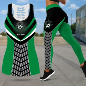 Limited Edition – Customized NHL Dallas Stars Leggings & Hollow Tank Top Set