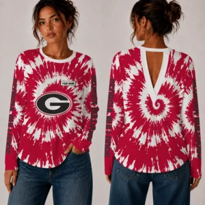 Limited Edition – Customized NCAA Georgia Bulldogs Women’s Back V-Cut Long-Sleeve Shirt